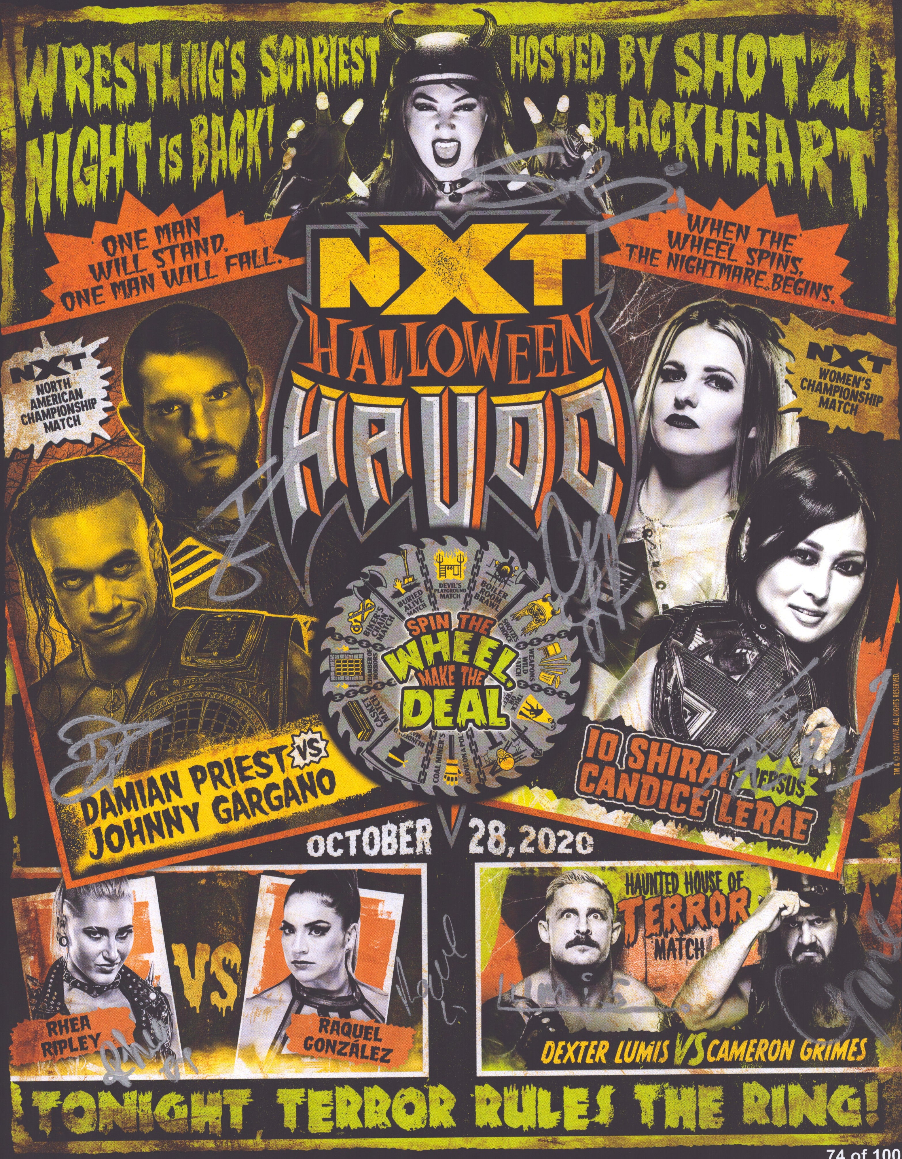 WWE NXT Halloween Havoc multi-signed 11x14 Event Poster (w/ WWE COA) – Signed By Superstars